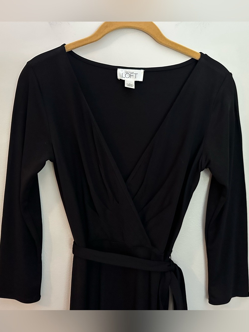 Loft Long Sleeve Midi Wrap Dress Size 0 Like New - Picture 5 of 10